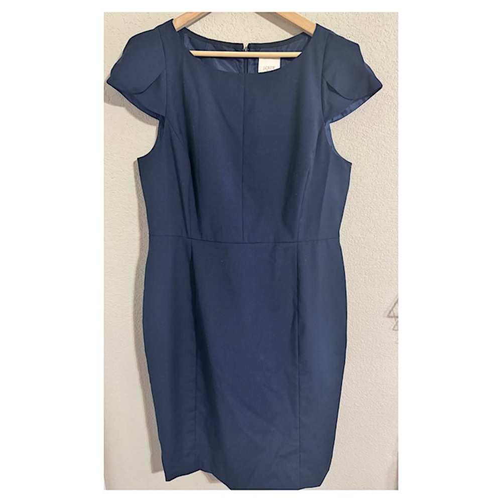 J.Crew Navy Wool Suiting Dress NWT 14